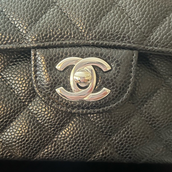 NOT AVAILABLE!! Chanel Small Classic Double Flap Black Caviar Silver Hardware - Picture 6 of 11